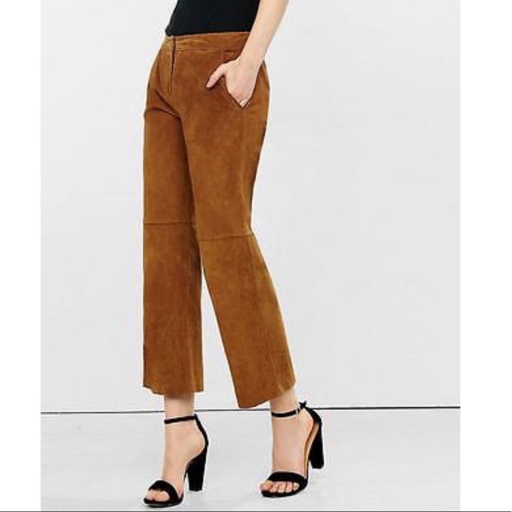 Express 100% Leather Suede Straight Leg Crop Pant